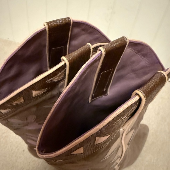 Beverly Feldman brown suede and leather inlaid heeled western cowboy boots sz 8 - Picture 7 of 7